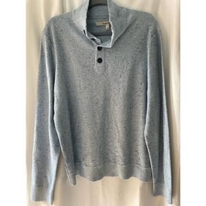 Hawker Rye Light Blue Tweed‎ Collared Henley Lightweight Sweater Size Large
